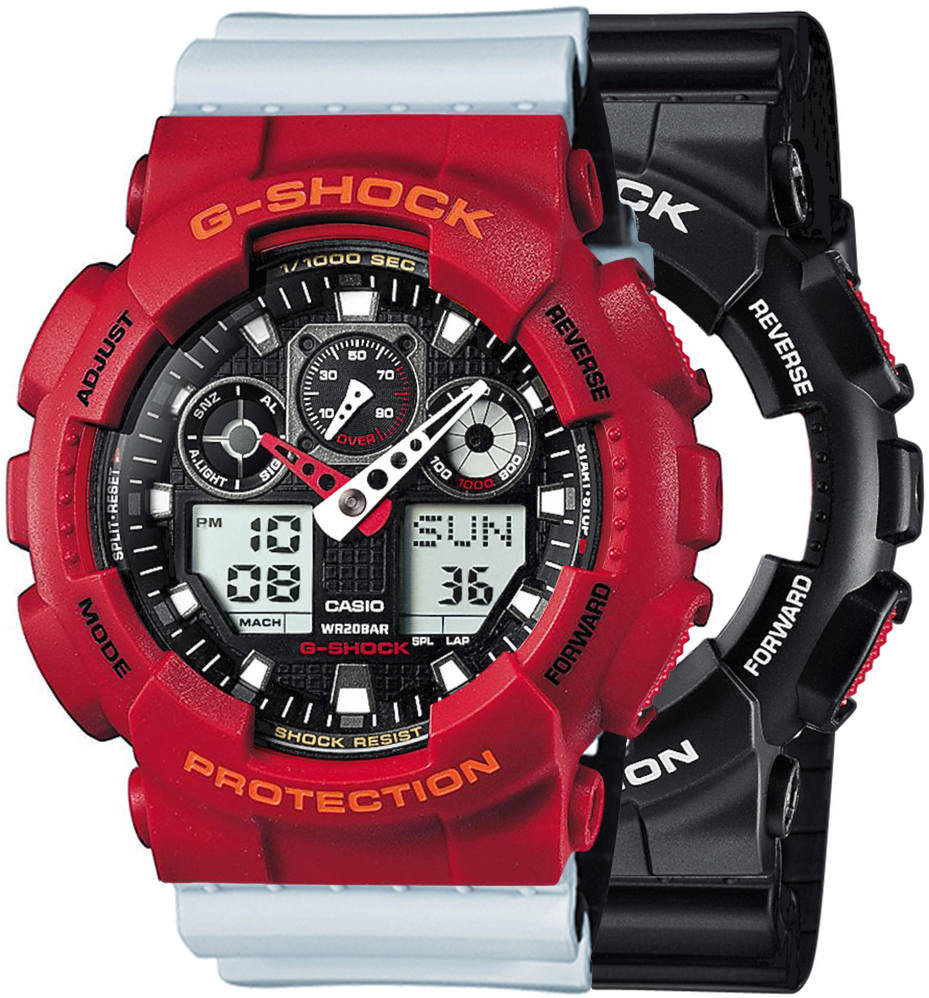 G-SHOCK SET GA-100-1A4ER + BEZEL 10441433 + PASEK 10527469