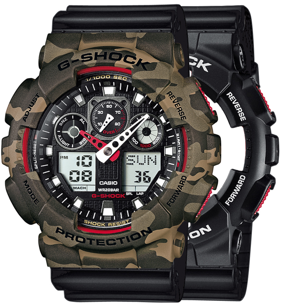 G-SHOCK SET GA-100-1A4ER + BEZEL 10507070 + PASEK 10536683