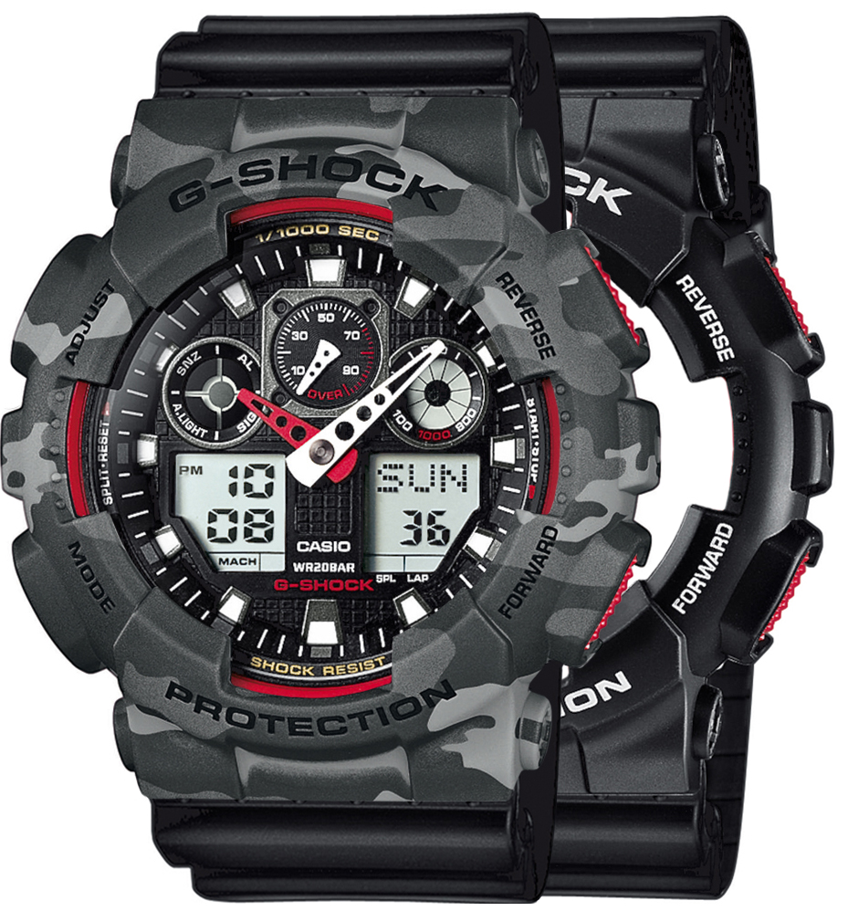G-SHOCK SET GA-100-1A4ER + BEZEL 10507071 + PASEK 10536683