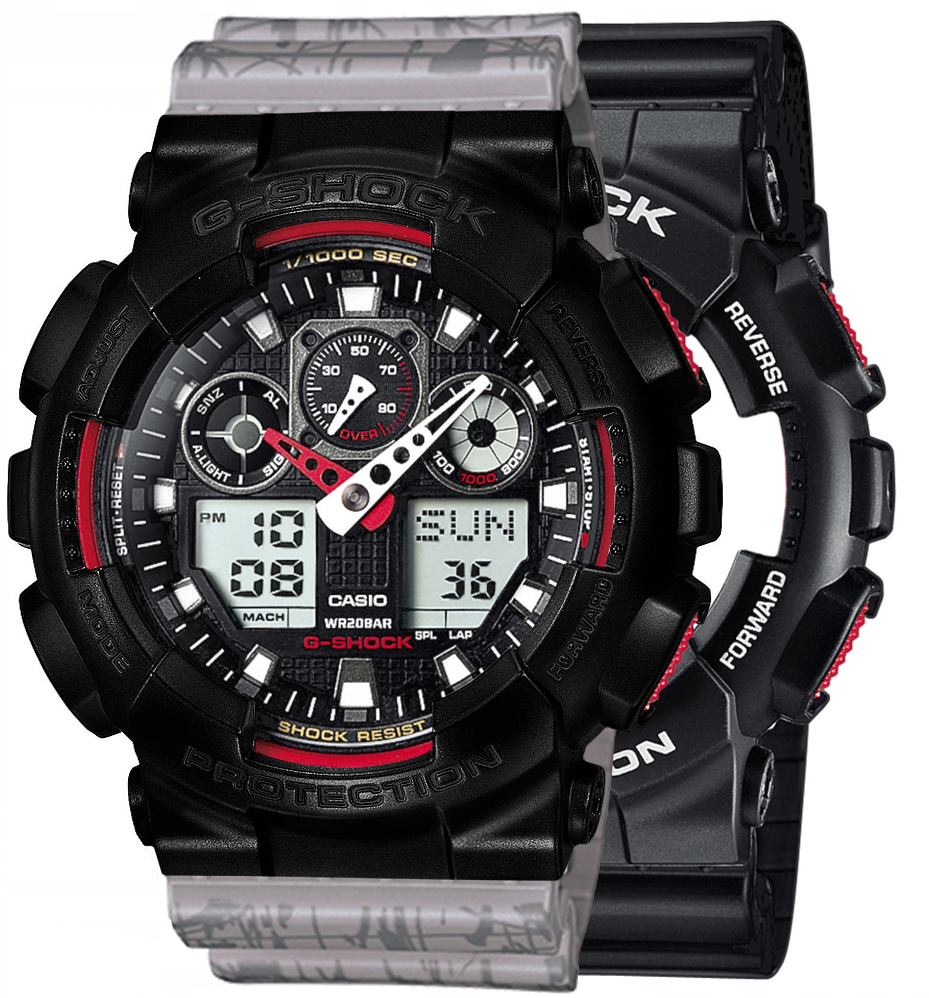 G-SHOCK SET GA-100-1A4ER + BEZEL 10523429 + PASEK 10498174