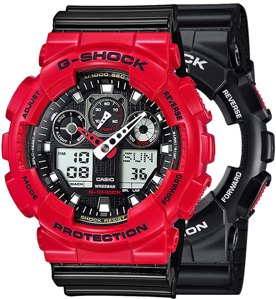 G-SHOCK SET GA-100-1A4ER + BEZEL 10557822 + PASEK 10378391