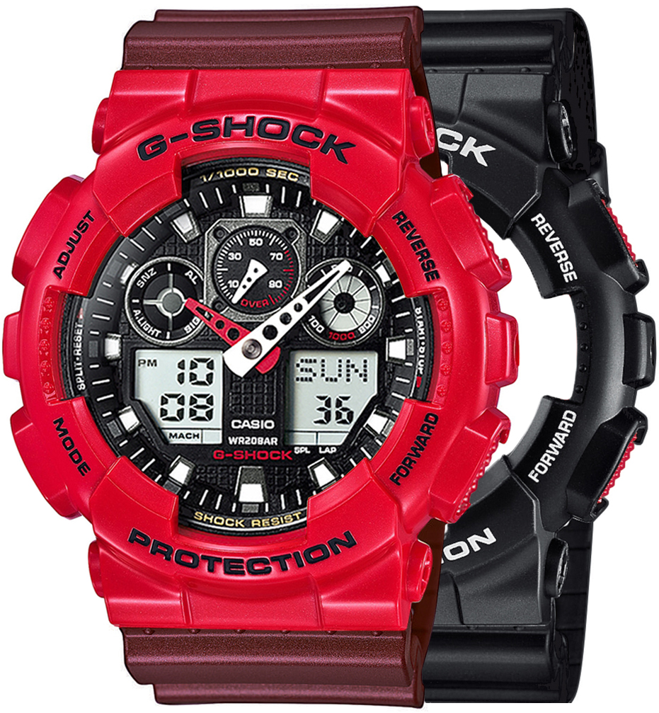 G-SHOCK SET GA-100-1A4ER + BEZEL 10557822 + PASEK 10477355