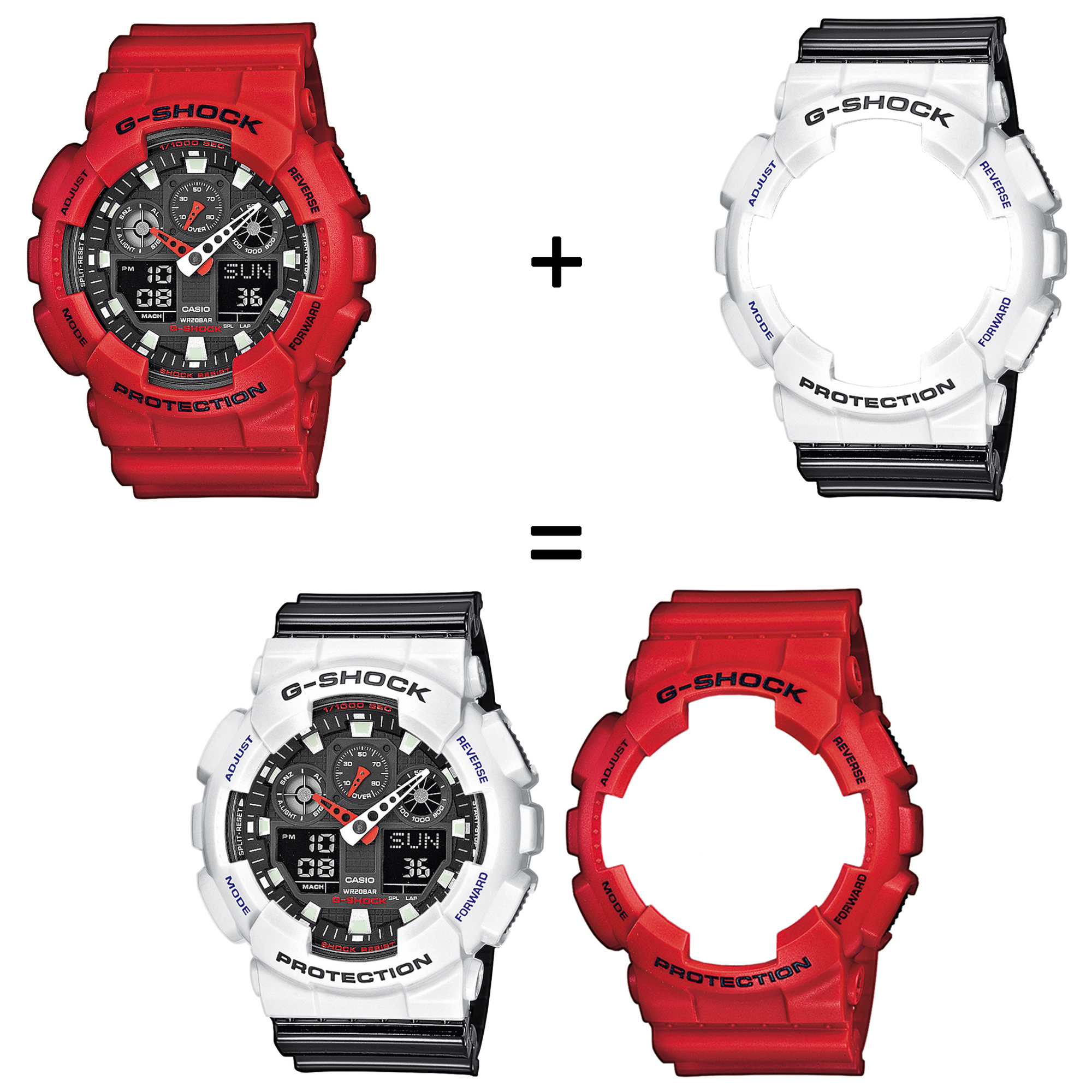 Casio SET GA-100B-4AER + BEZEL 10347600 + PASEK 10378391 zegarek