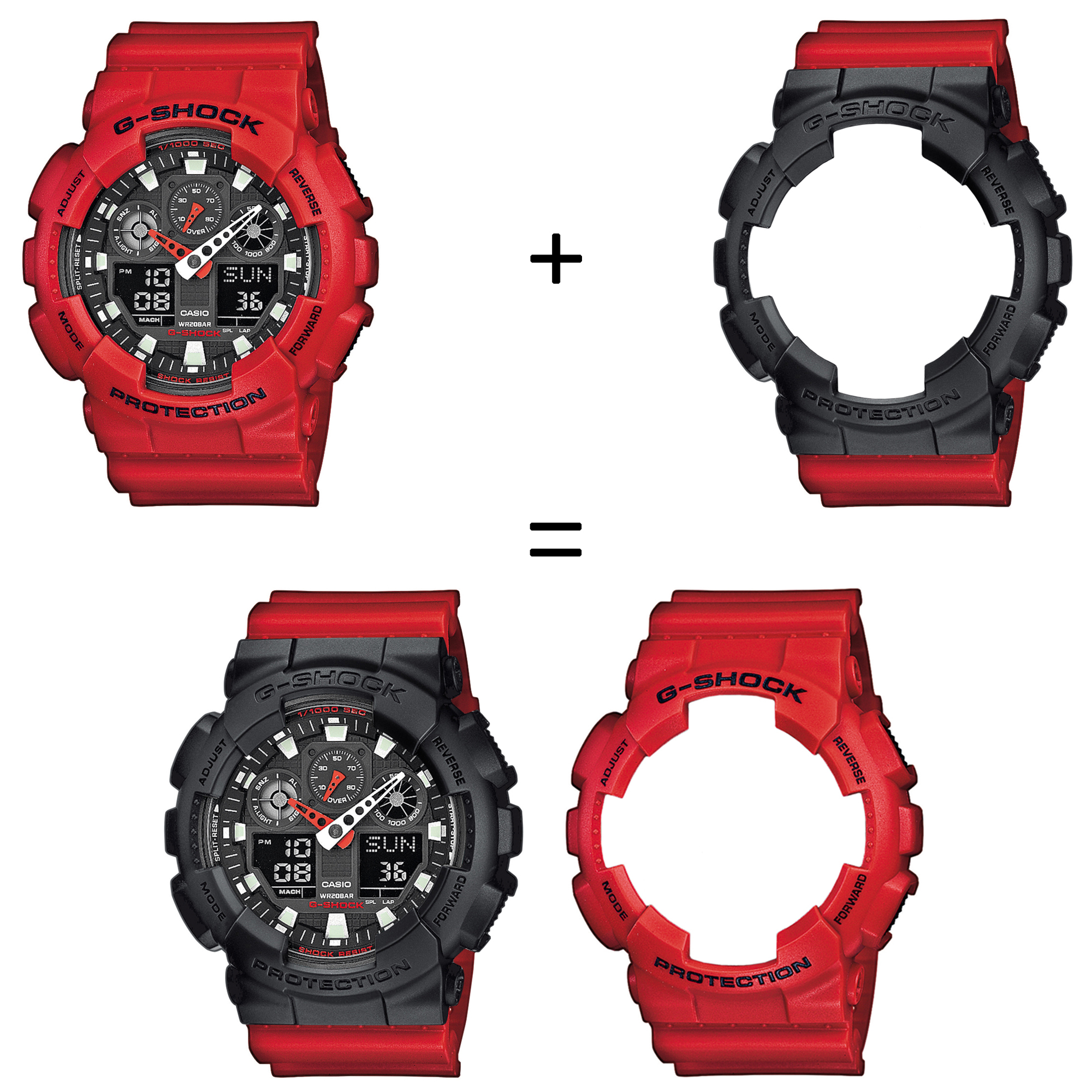 Casio SET GA-100B-4AER + BEZEL 10358741 + PASEK 10395226 zegarek