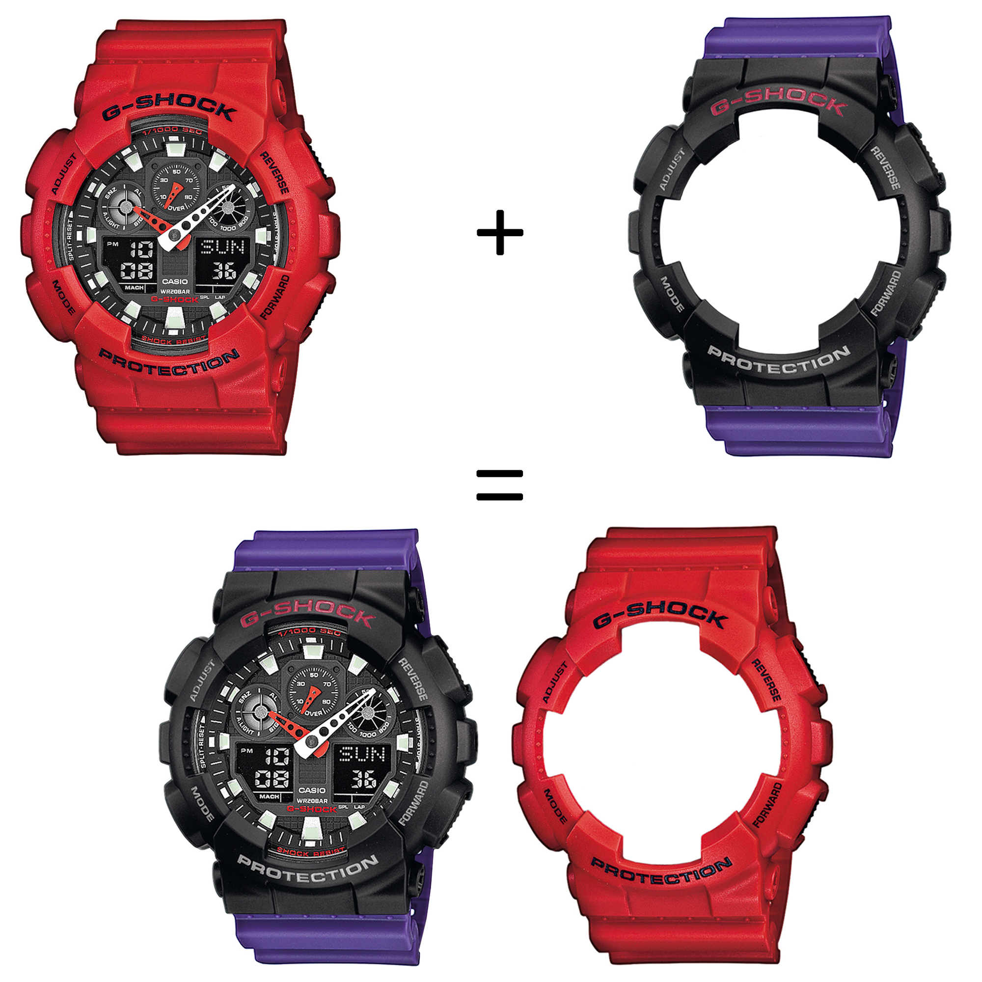 Casio SET GA-100B-4AER + BEZEL 10378531 + PASEK 10498156 zegarek - miniatura 2