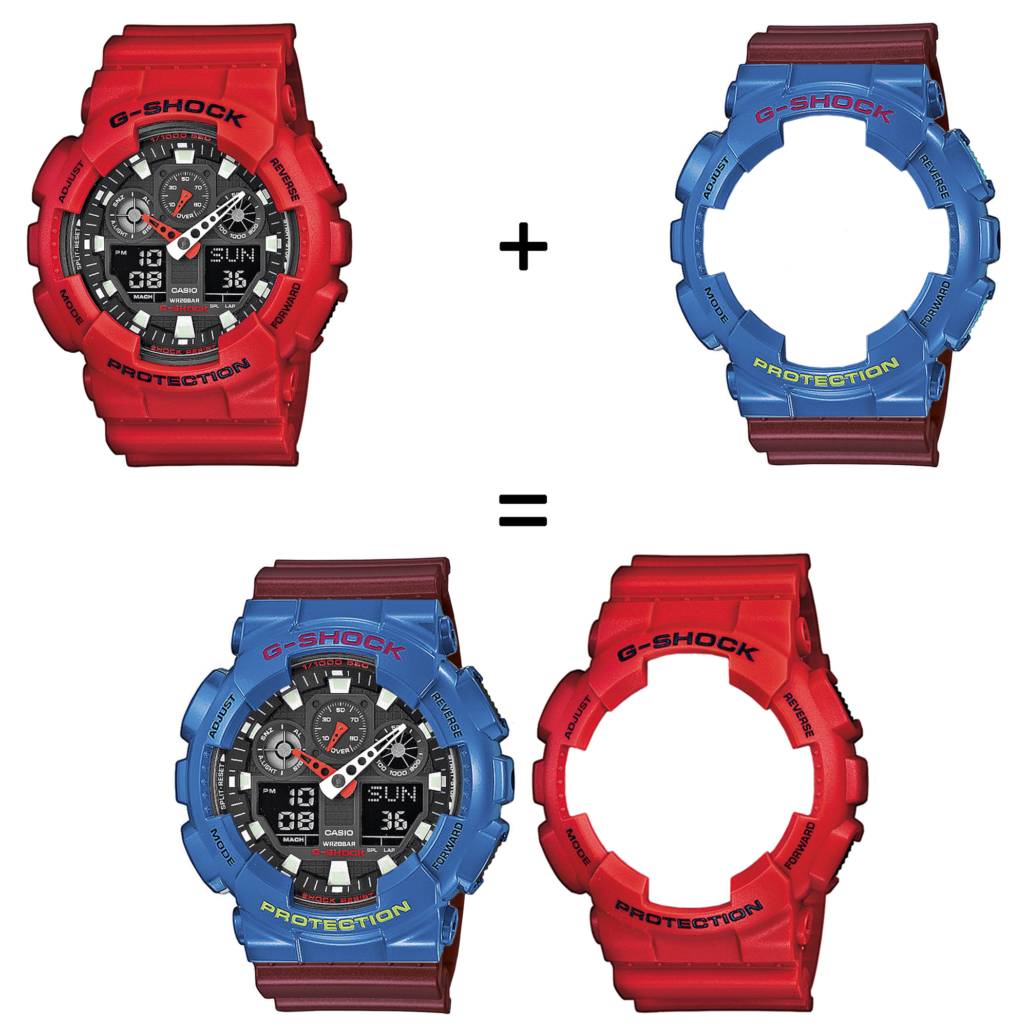 Casio SET GA-100B-4AER + BEZEL 10388974 + PASEK 10477355 zegarek - miniatura 2