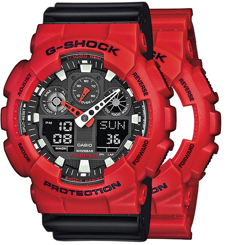 G-SHOCK SET GA-100B-4AER + BEZEL 10395289 + PASEK 10347688