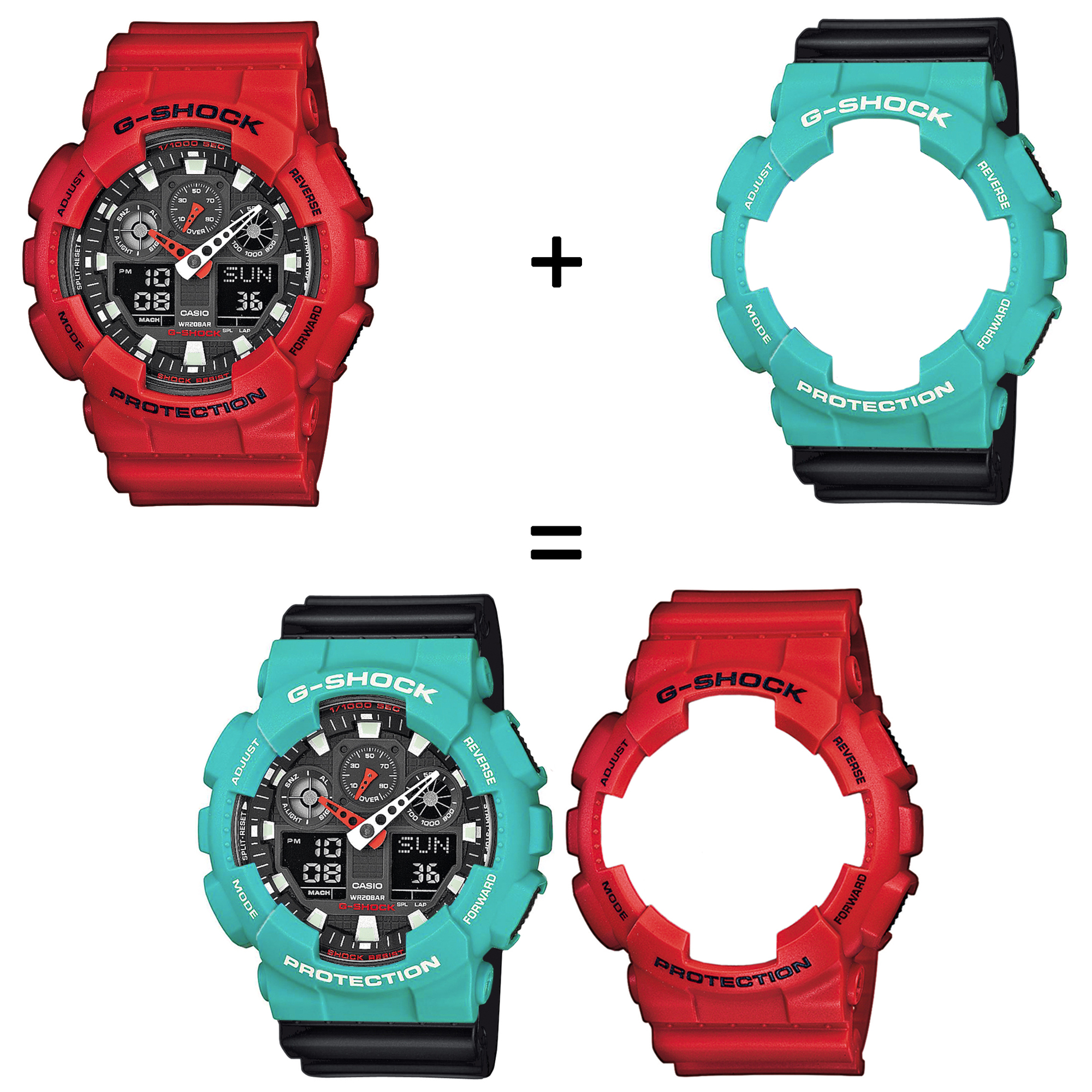 Casio SET GA-100B-4AER + BEZEL 10410475 + PASEK 10347688 zegarek