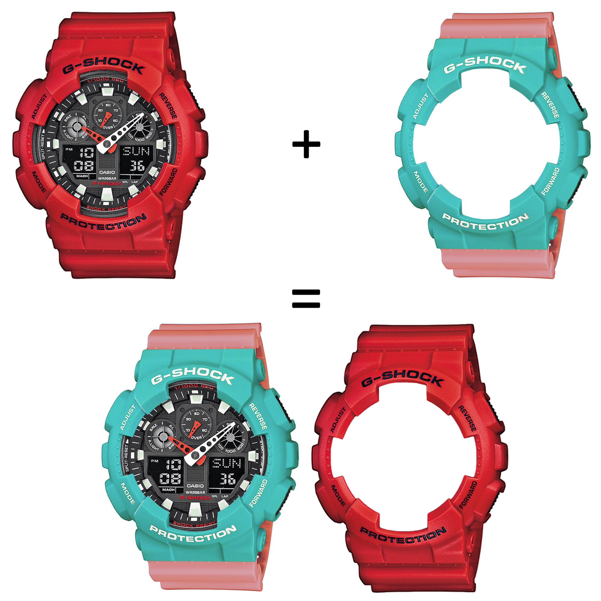 Casio SET GA-100B-4AER + BEZEL 10410475 + PASEK 10498150 zegarek - miniatura 2