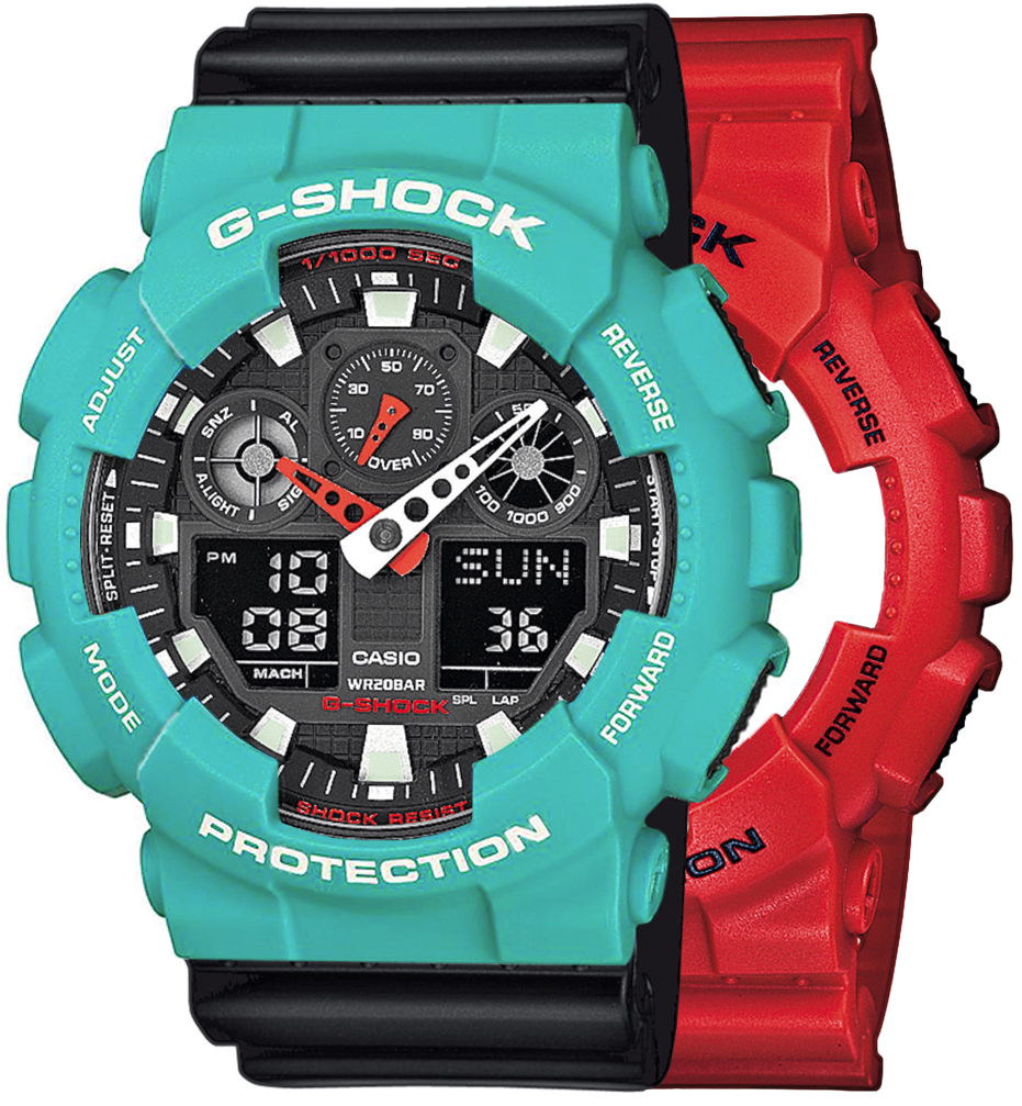 G-SHOCK SET GA-100B-4AER + BEZEL 10410475 + PASEK 10536683