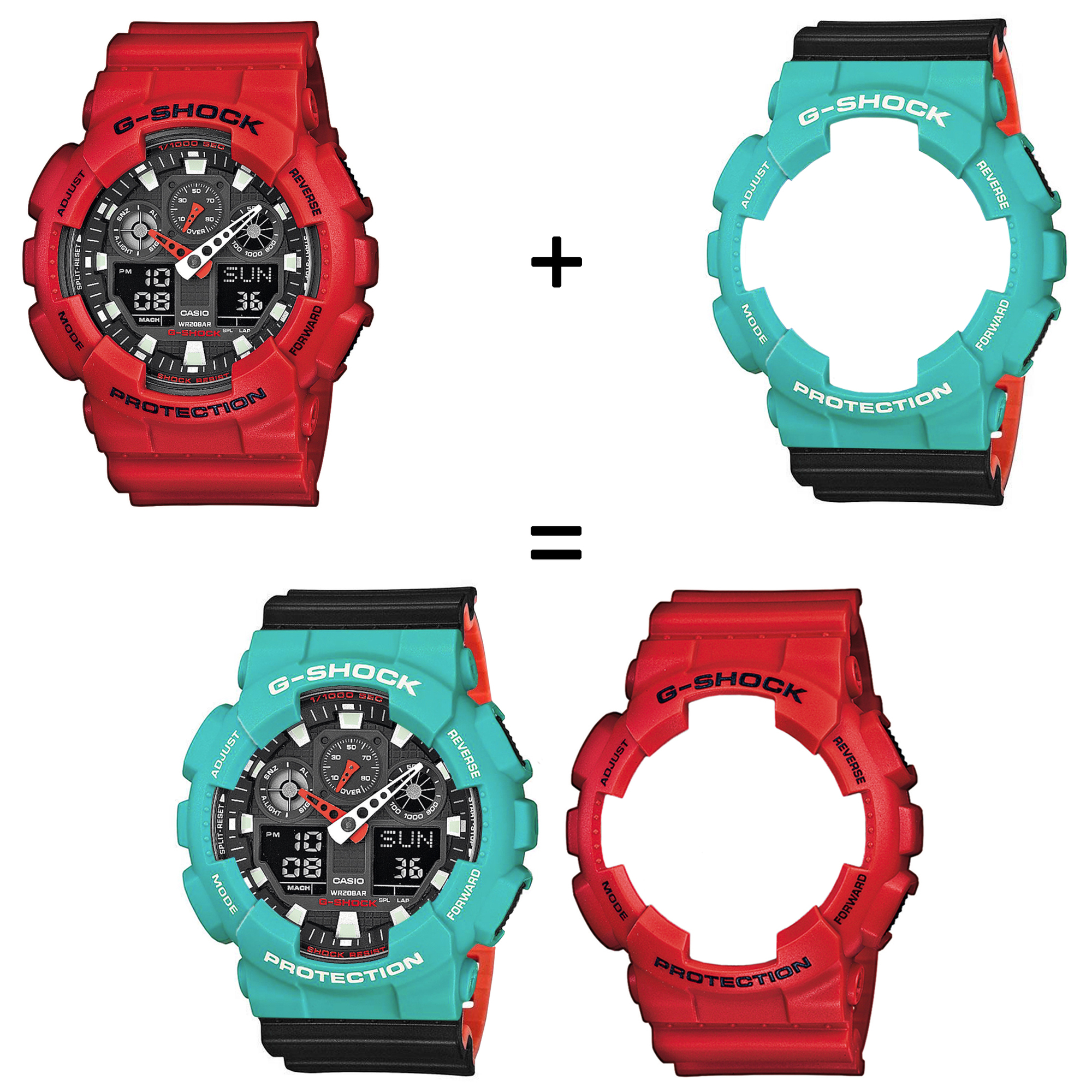 Casio SET GA-100B-4AER + BEZEL 10410475 + PASEK 10577142 zegarek - miniatura 2