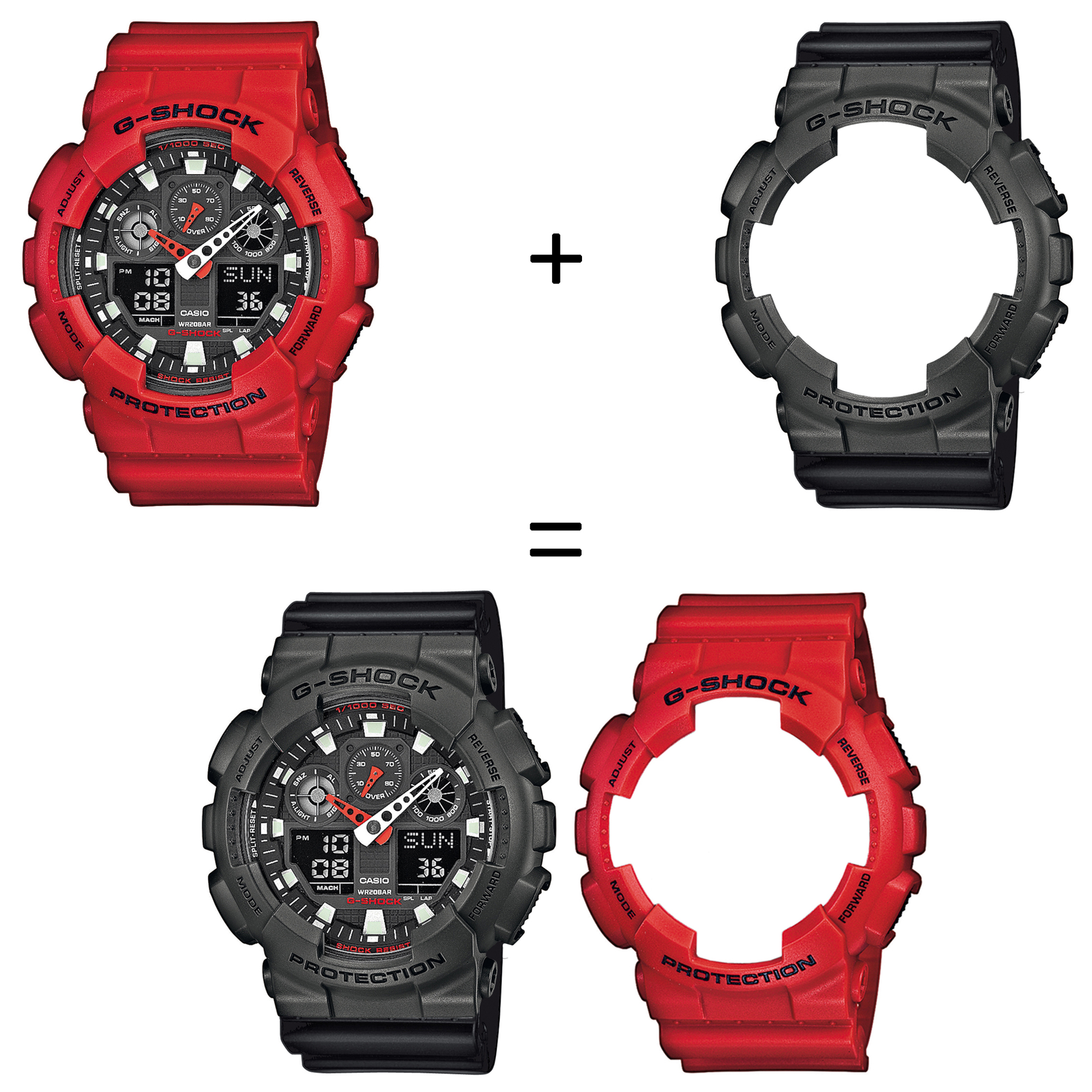 Casio SET GA-100B-4AER + BEZEL 10467795 + PASEK 10347688 zegarek - miniatura 2
