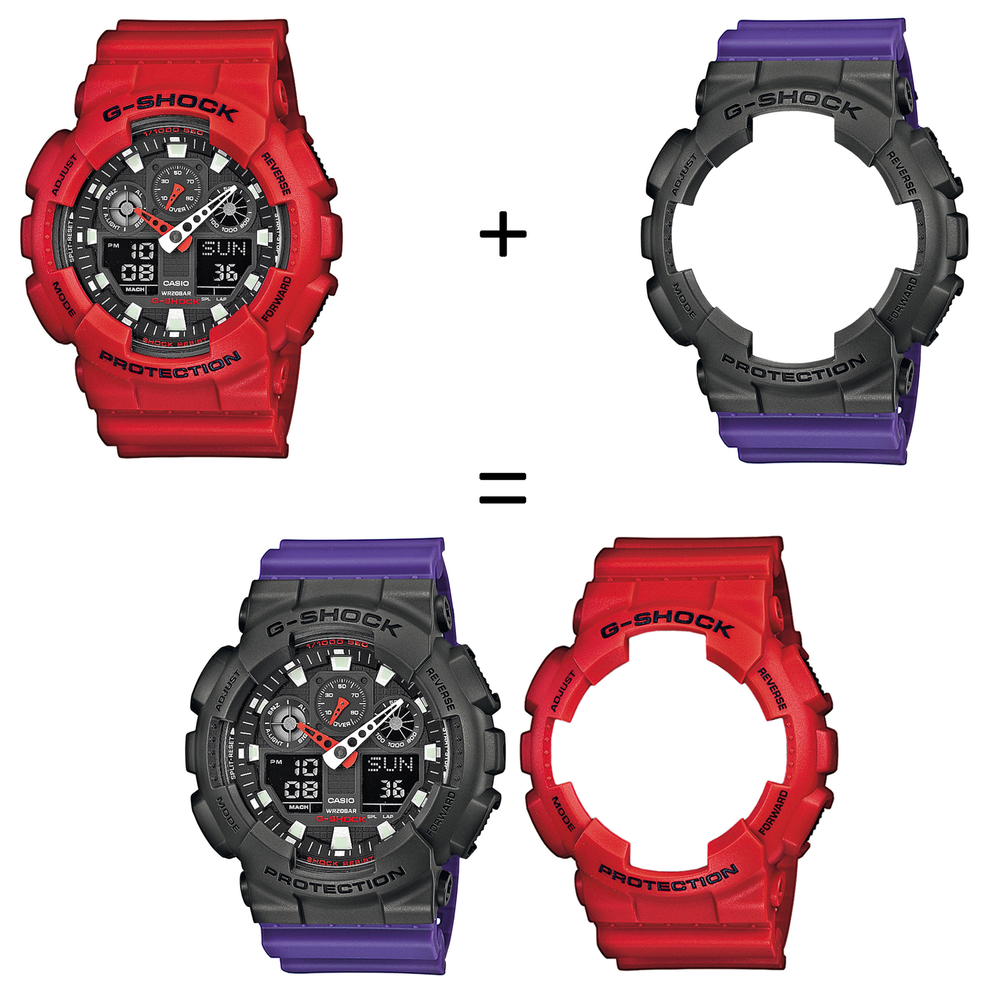 Casio SET GA-100B-4AER + BEZEL 10467795 + PASEK 10498156 zegarek - miniatura 2
