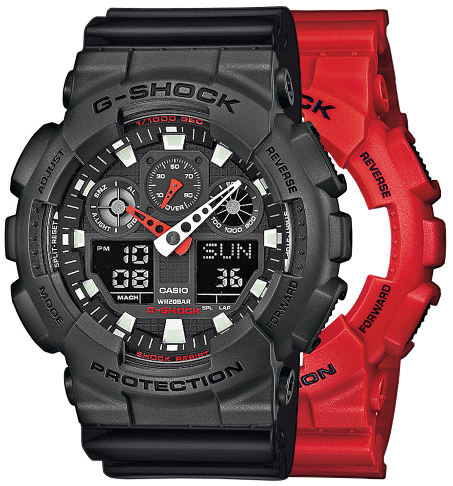 G-SHOCK SET GA-100B-4AER + BEZEL 10467795 + PASEK 10536683