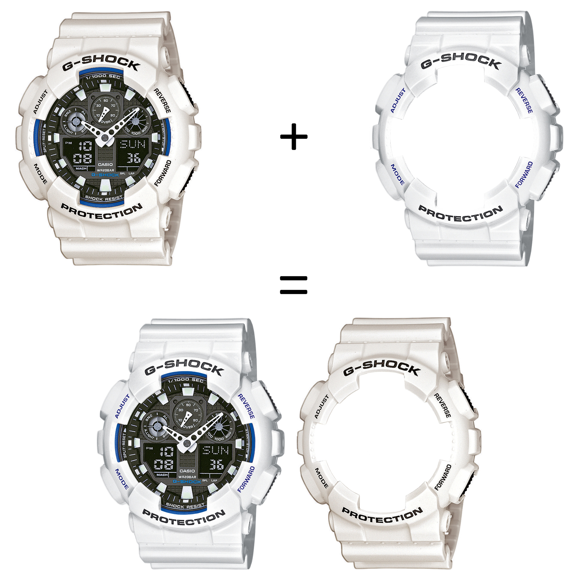 Casio SET GA-100B-7AER + BEZEL 10347600 + PASEK 10347710 zegarek