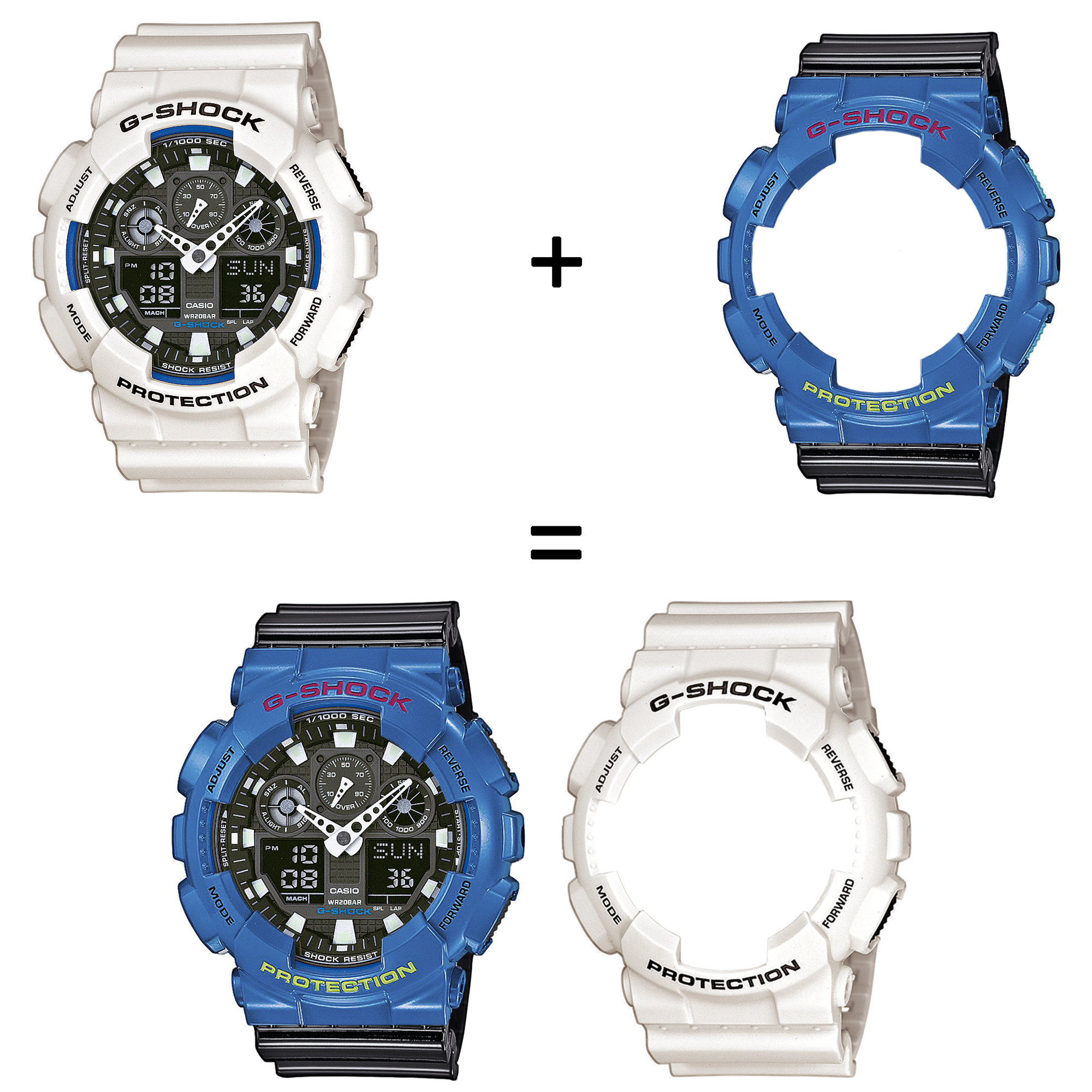 Casio SET GA-100B-7AER + BEZEL 10388974 + PASEK 10378391 zegarek - miniatura 2