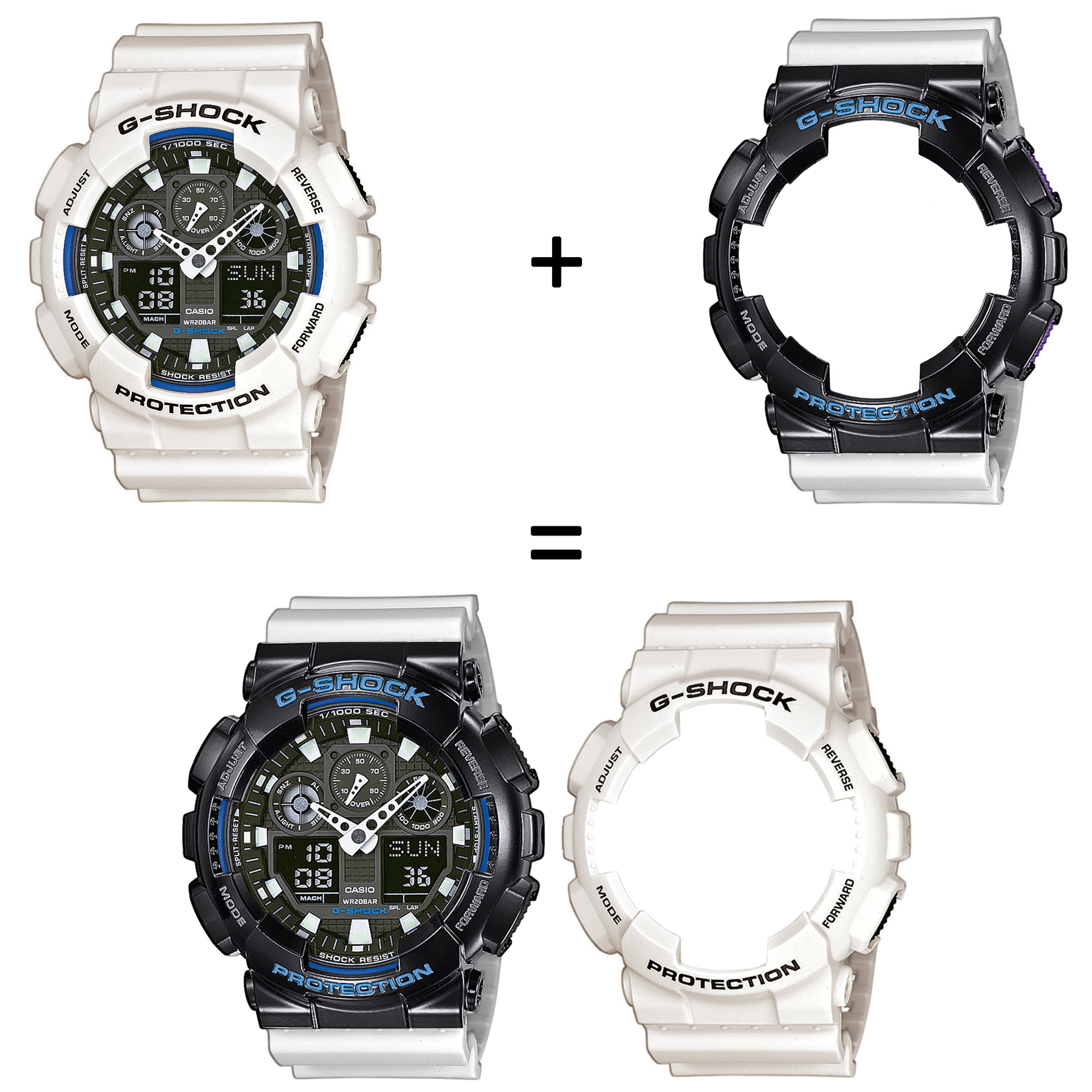 Casio SET GA-100B-7AER + BEZEL 10407691 + PASEK 10430571 zegarek - miniatura 2