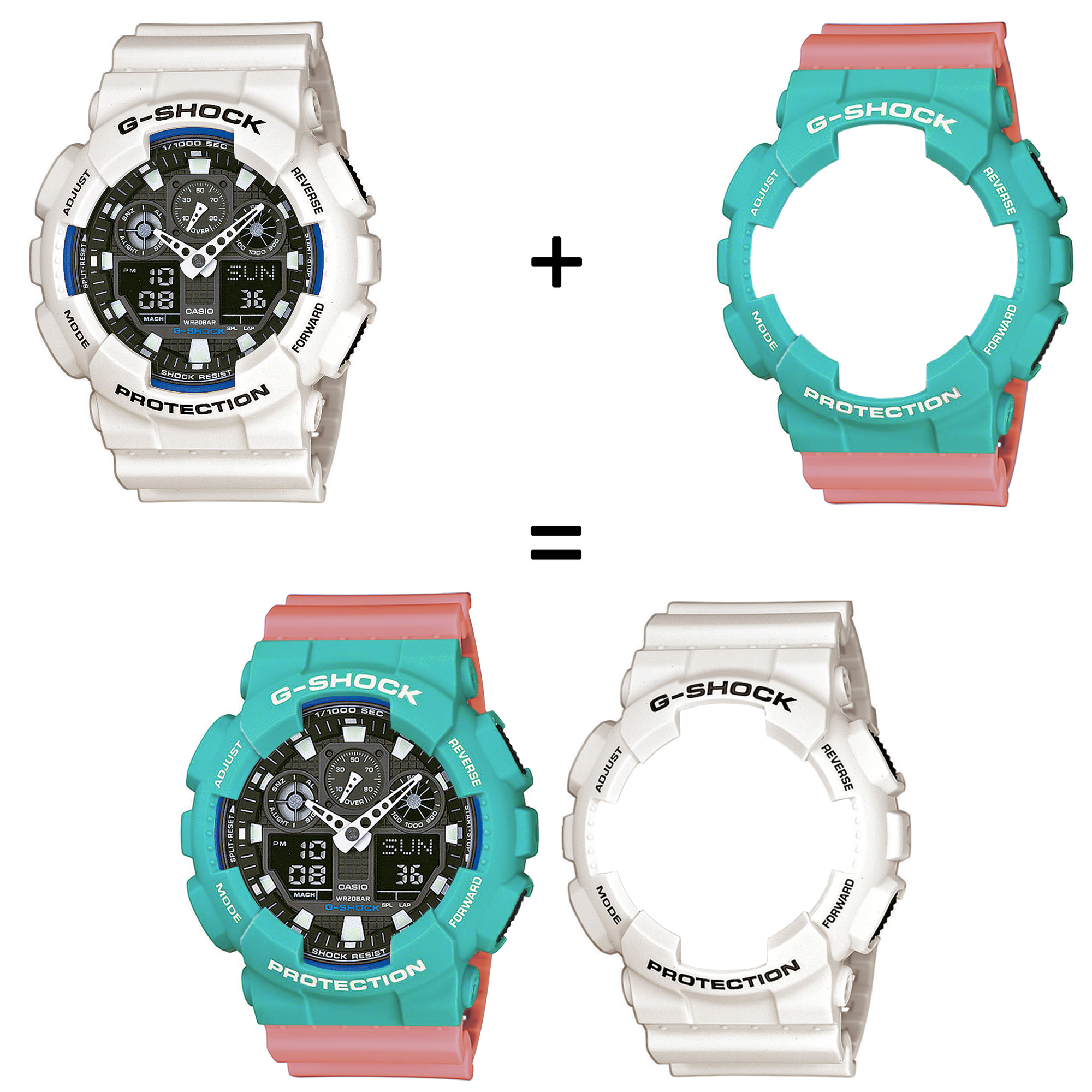 Casio SET GA-100B-7AER + BEZEL 10410475 + PASEK 10498150 zegarek - miniatura 2