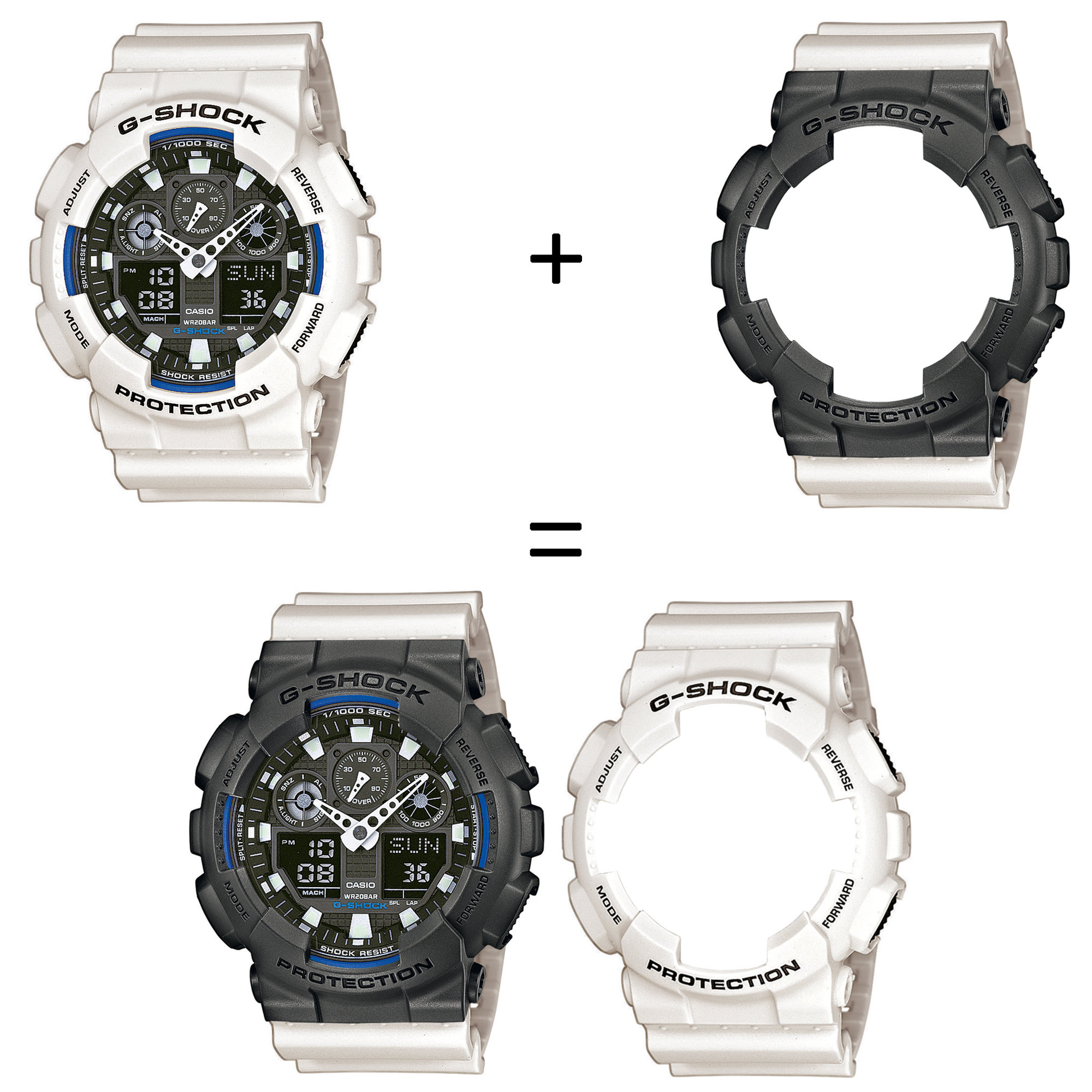 Casio SET GA-100B-7AER + BEZEL 10467795 + PASEK 10395227 zegarek