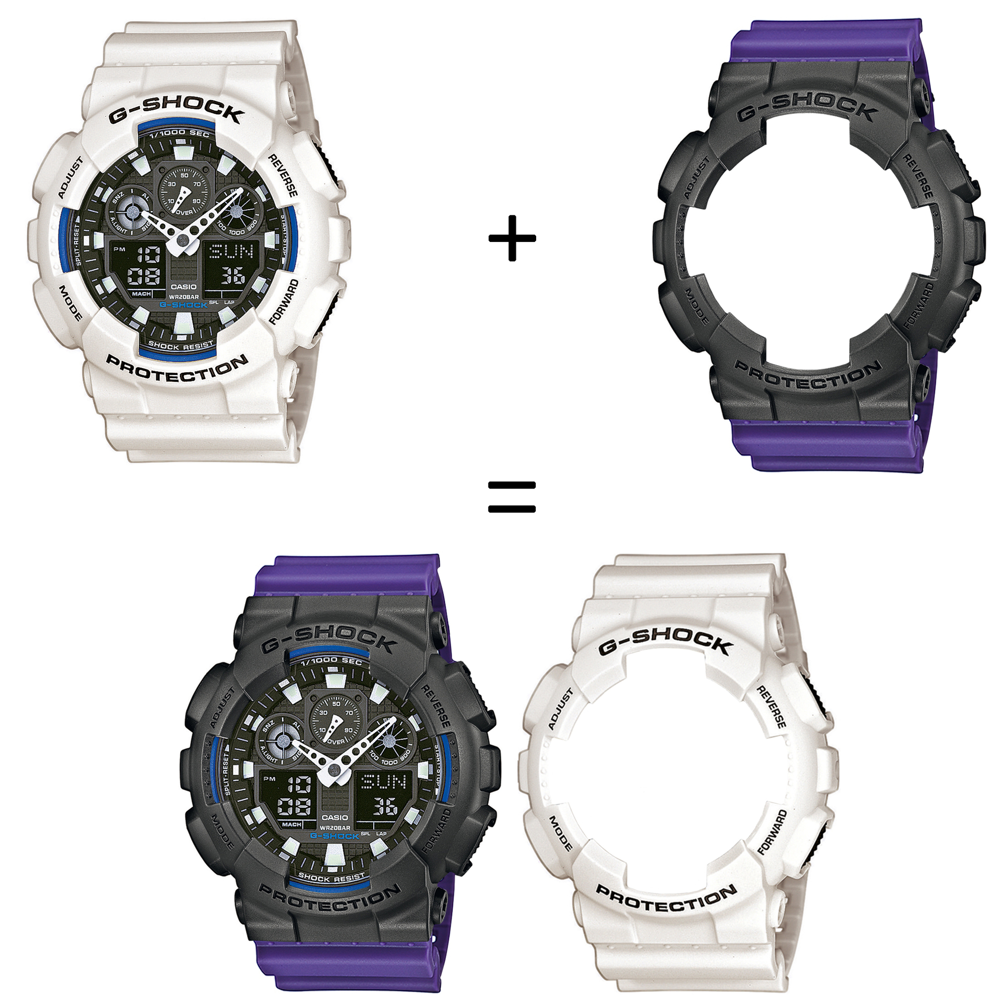 Casio SET GA-100B-7AER + BEZEL 10467795 + PASEK 10498156 zegarek - miniatura 2