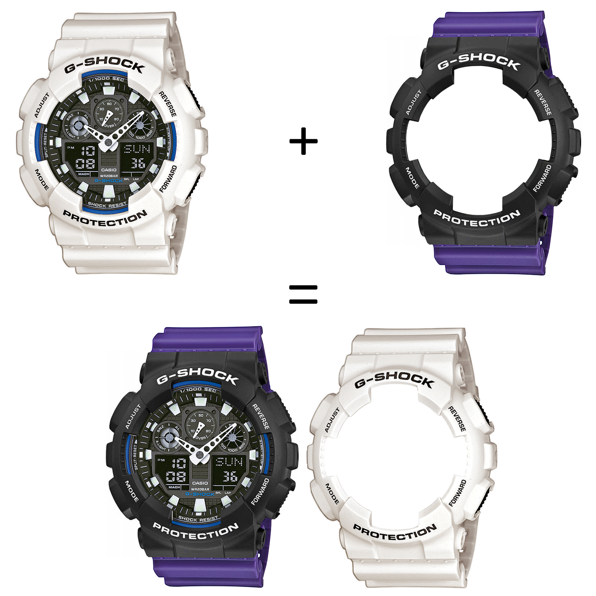 Casio SET GA-100B-7AER + BEZEL 10508136 + PASEK 10498156 zegarek - miniatura 2