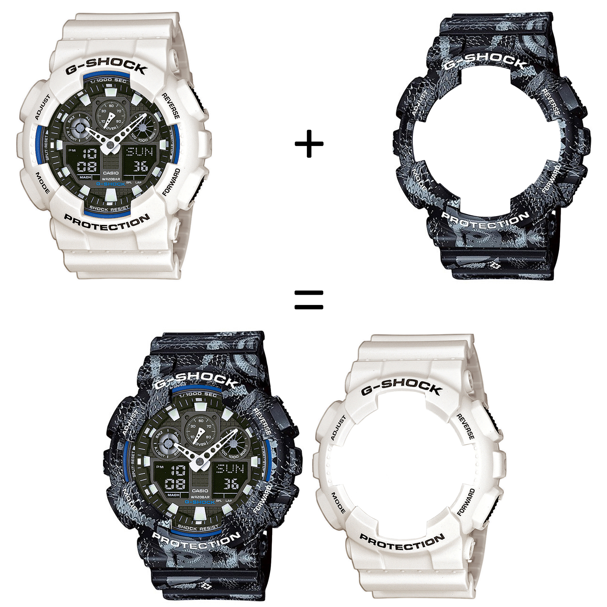 Casio SET GA-100B-7AER + BEZEL 10520052 + PASEK 10520049 zegarek - miniatura 2