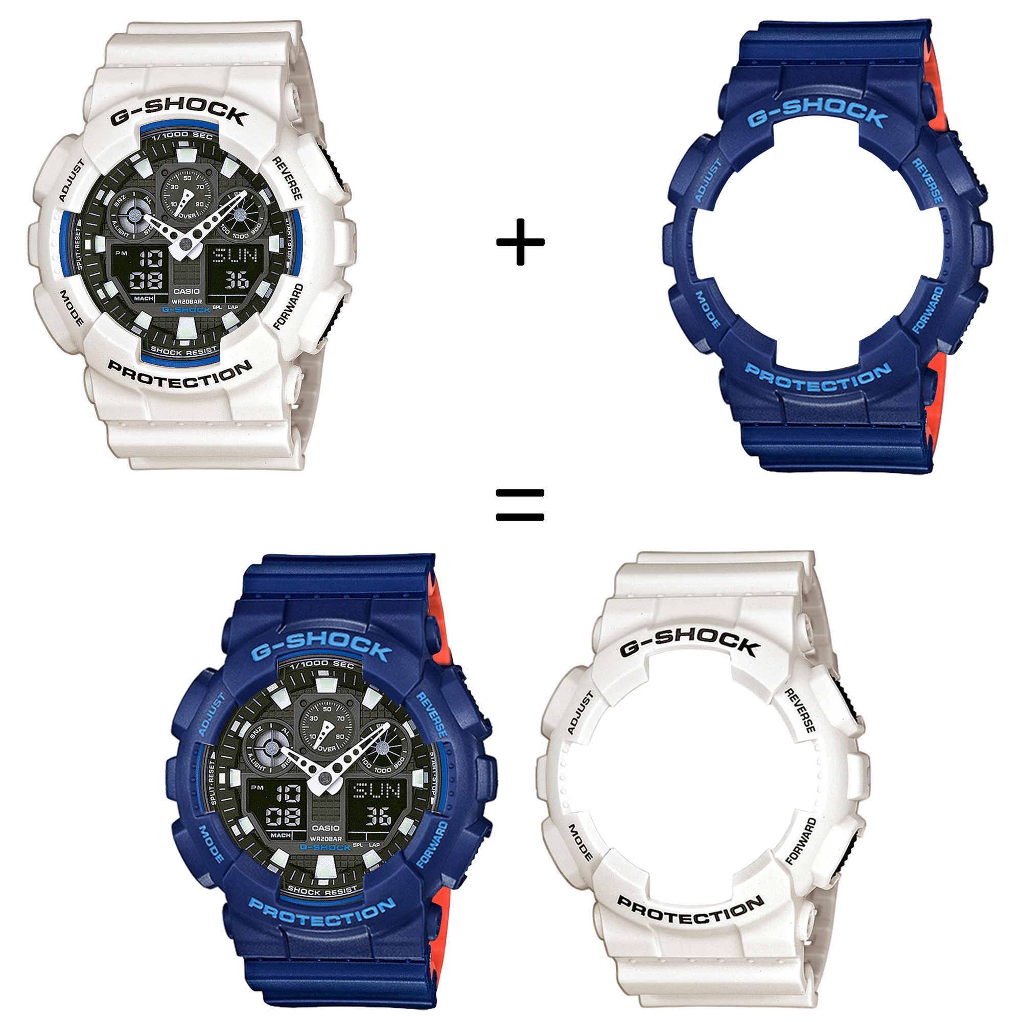 Casio SET GA-100B-7AER + BEZEL 10527398 + PASEK 10527467 zegarek