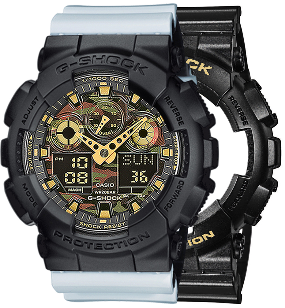 G-SHOCK SET GA-100CF-1A9ER + BEZEL 10358741 + PASEK 10527469
