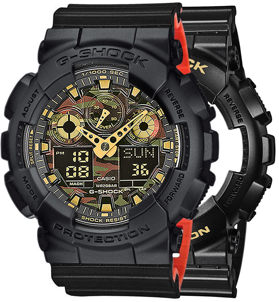 G-SHOCK SET GA-100CF-1A9ER + BEZEL 10358741 + PASEK 10577142