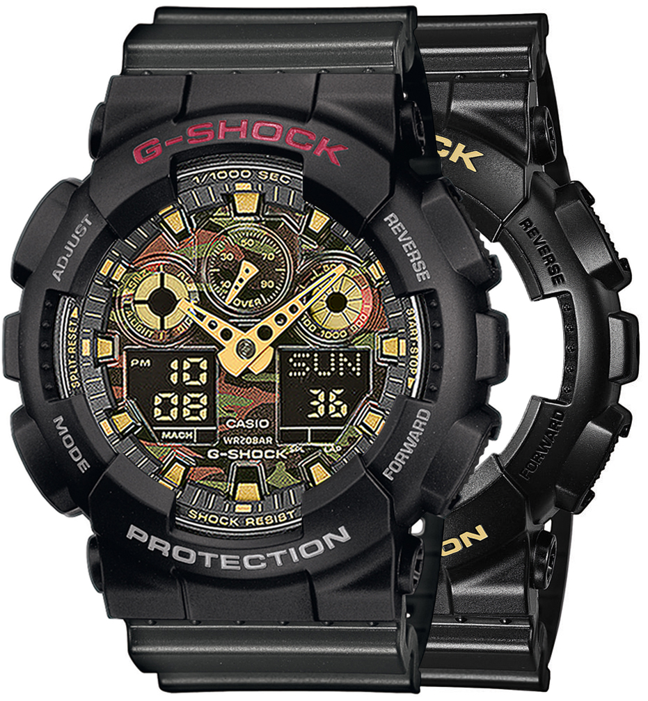 G-SHOCK SET GA-100CF-1A9ER + BEZEL 10378531 + PASEK 10467764
