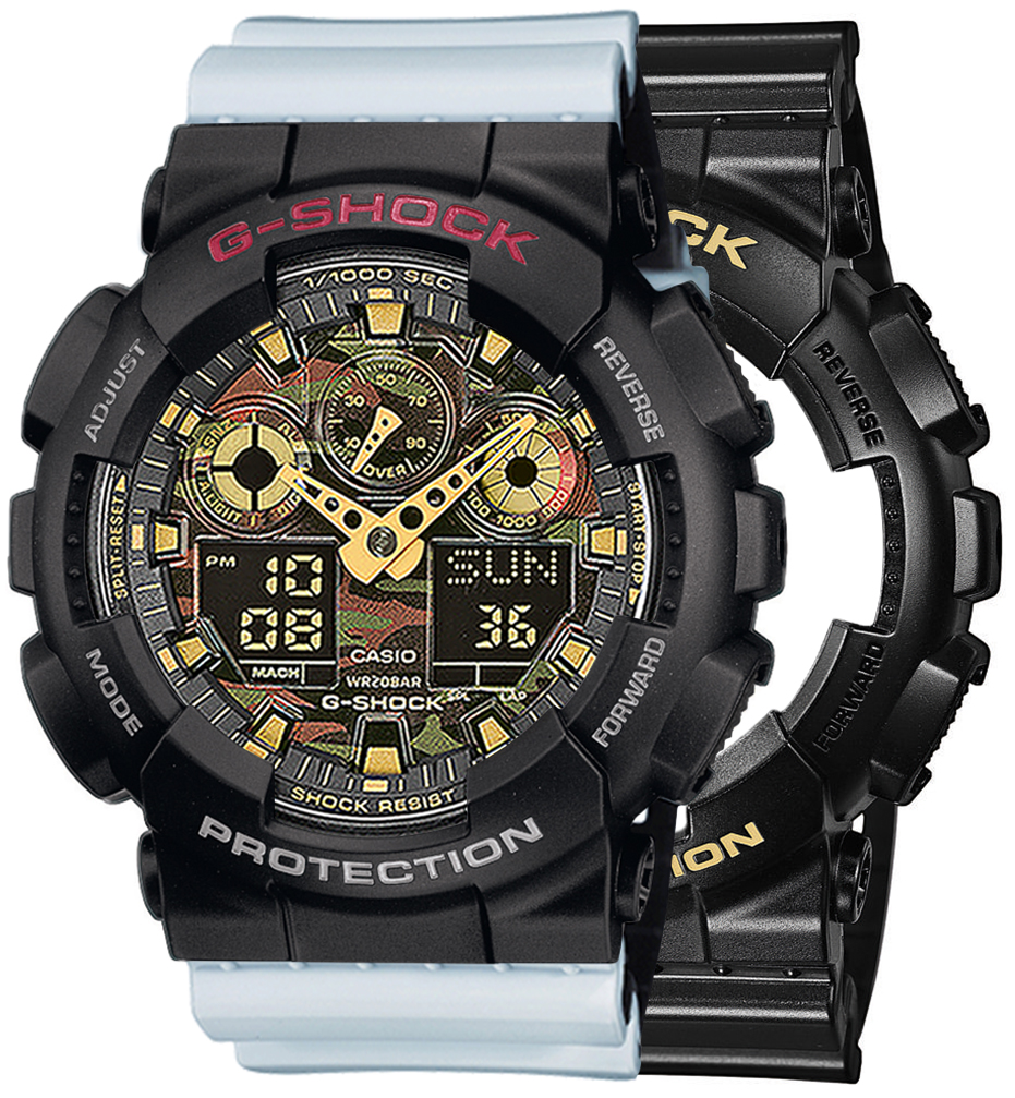 G-SHOCK SET GA-100CF-1A9ER + BEZEL 10378531 + PASEK 10527469