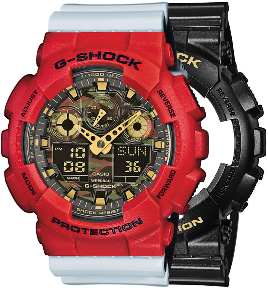 G-SHOCK SET GA-100CF-1A9ER + BEZEL 10395289 + PASEK 10527469