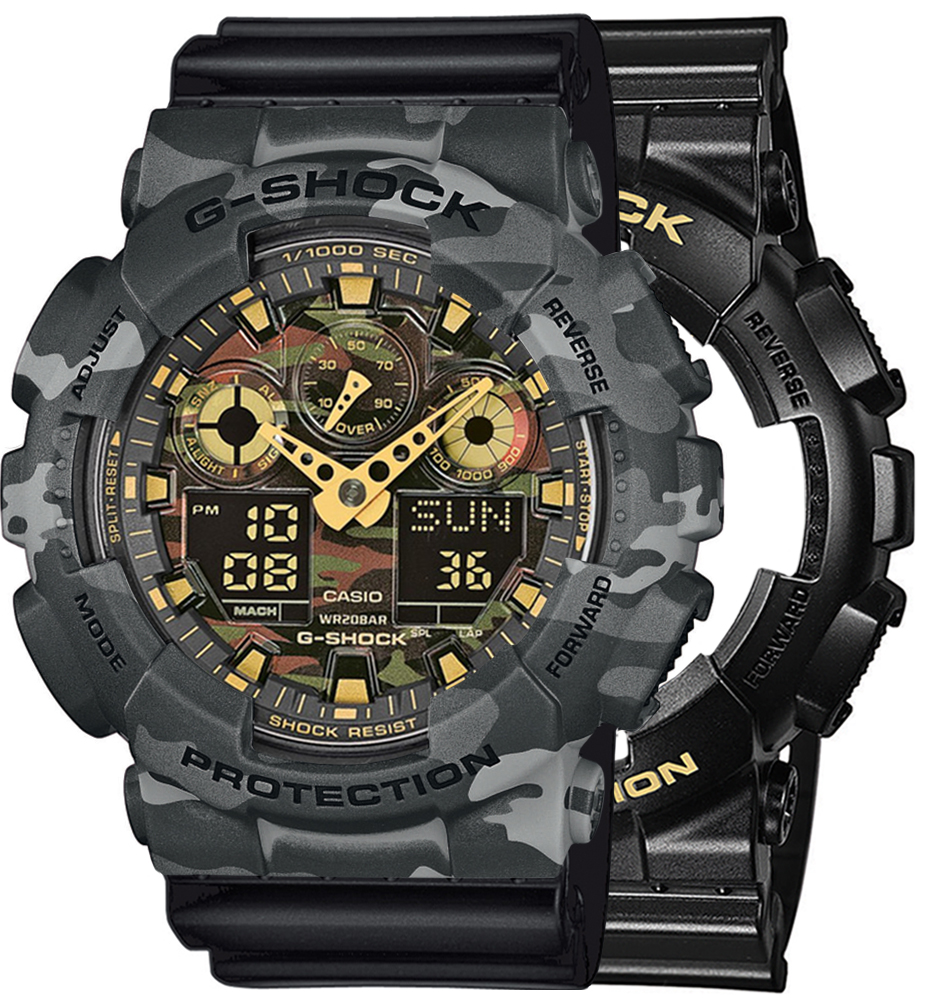 G-SHOCK SET GA-100CF-1A9ER + BEZEL 10507071 + PASEK 10536683