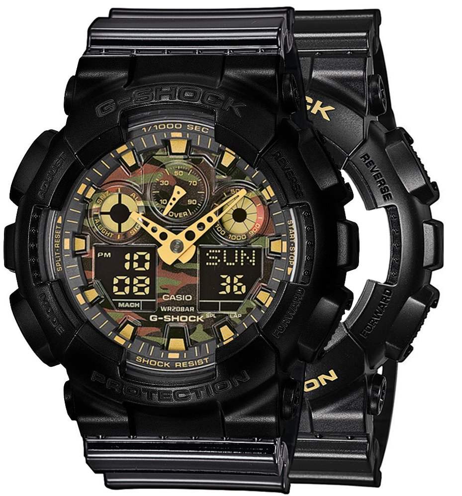 G-SHOCK SET GA-100CF-1A9ER + BEZEL 10523429 + PASEK 10378391