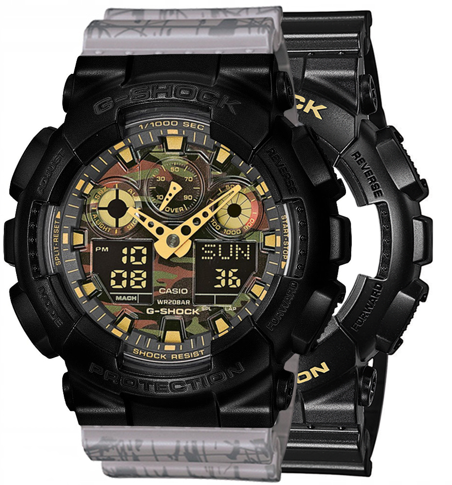G-SHOCK SET GA-100CF-1A9ER + BEZEL 10523429 + PASEK 10498174