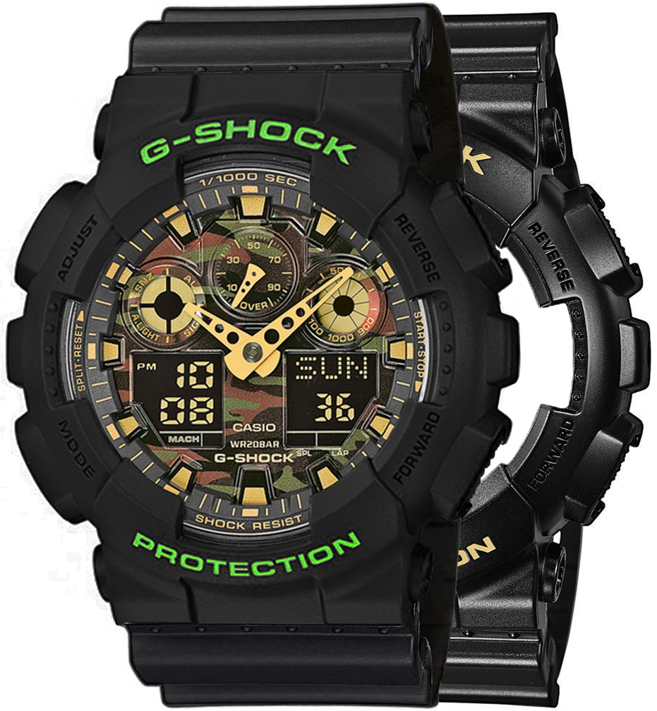 G-SHOCK SET GA-100CF-1A9ER + BEZEL 10540166 + PASEK 10536683