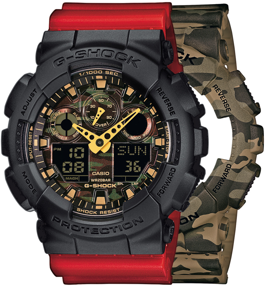 G-SHOCK SET GA-100CM-5AER + BEZEL 10358741 + PASEK 10395226