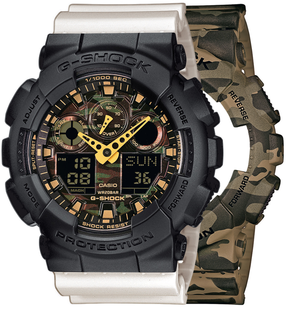 G-SHOCK SET GA-100CM-5AER + BEZEL 10358741 + PASEK 10395227
