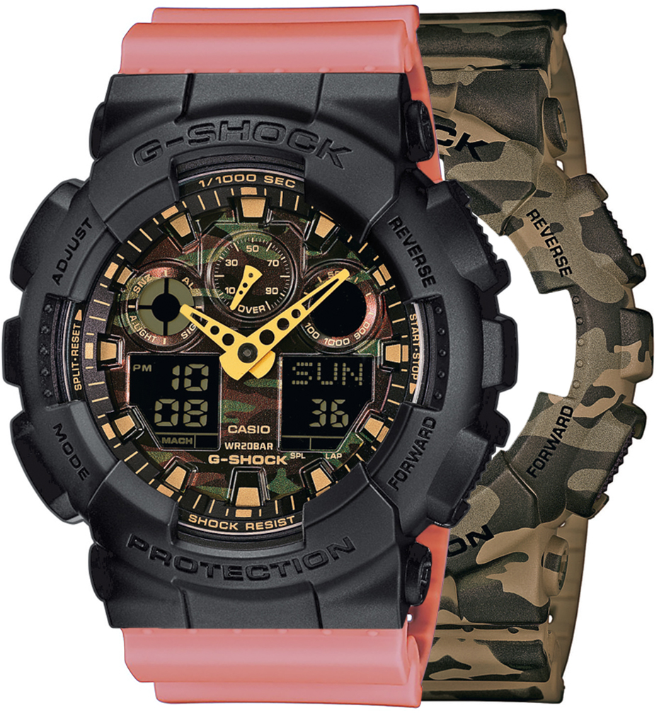 G-SHOCK SET GA-100CM-5AER + BEZEL 10358741 + PASEK 10498150