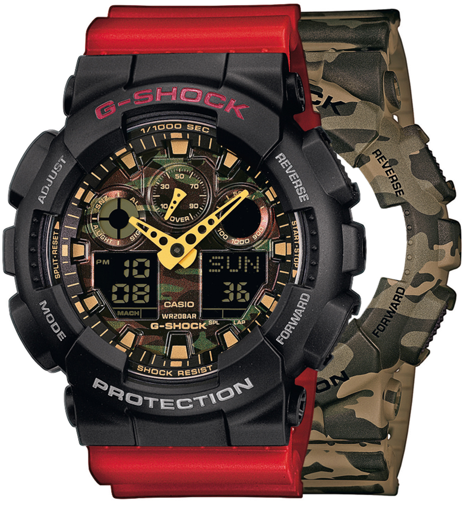 G-SHOCK SET GA-100CM-5AER + BEZEL 10378531 + PASEK 10395226