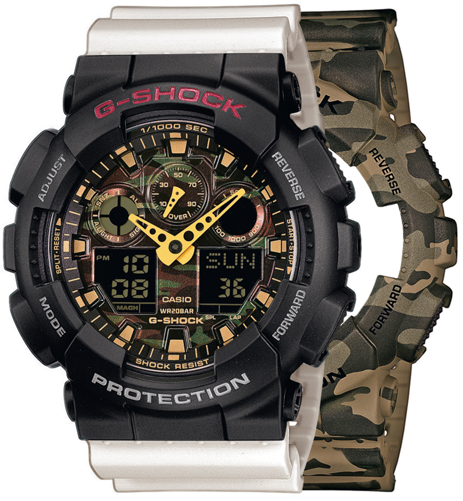 G-SHOCK SET GA-100CM-5AER + BEZEL 10378531 + PASEK 10395227