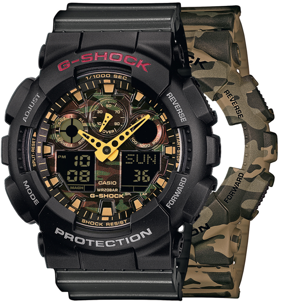 G-SHOCK SET GA-100CM-5AER + BEZEL 10378531 + PASEK 10467764