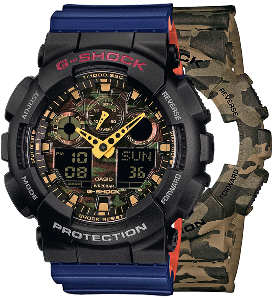 G-SHOCK SET GA-100CM-5AER + BEZEL 10378531 + PASEK 10527467