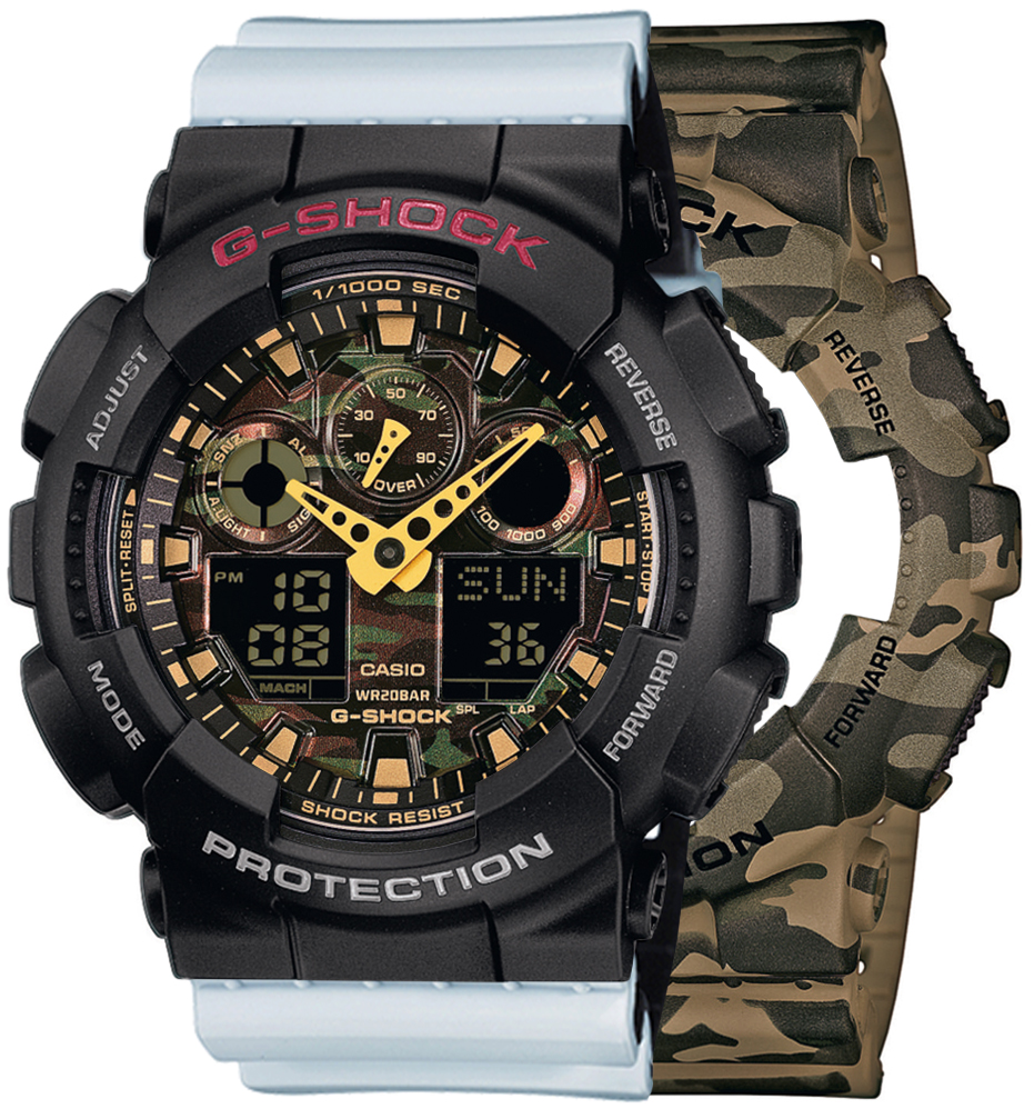 G-SHOCK SET GA-100CM-5AER + BEZEL 10378531 + PASEK 10527469