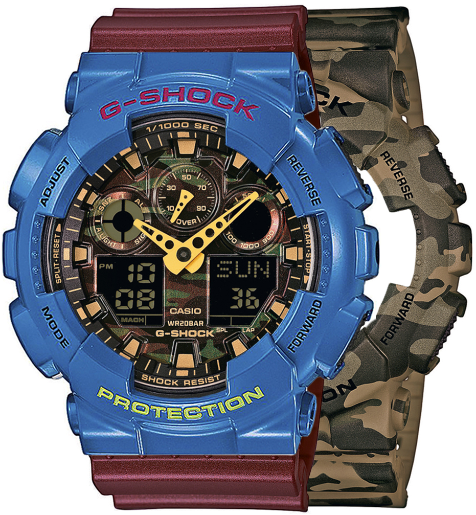 G-SHOCK SET GA-100CM-5AER + BEZEL 10388974 + PASEK 10477355