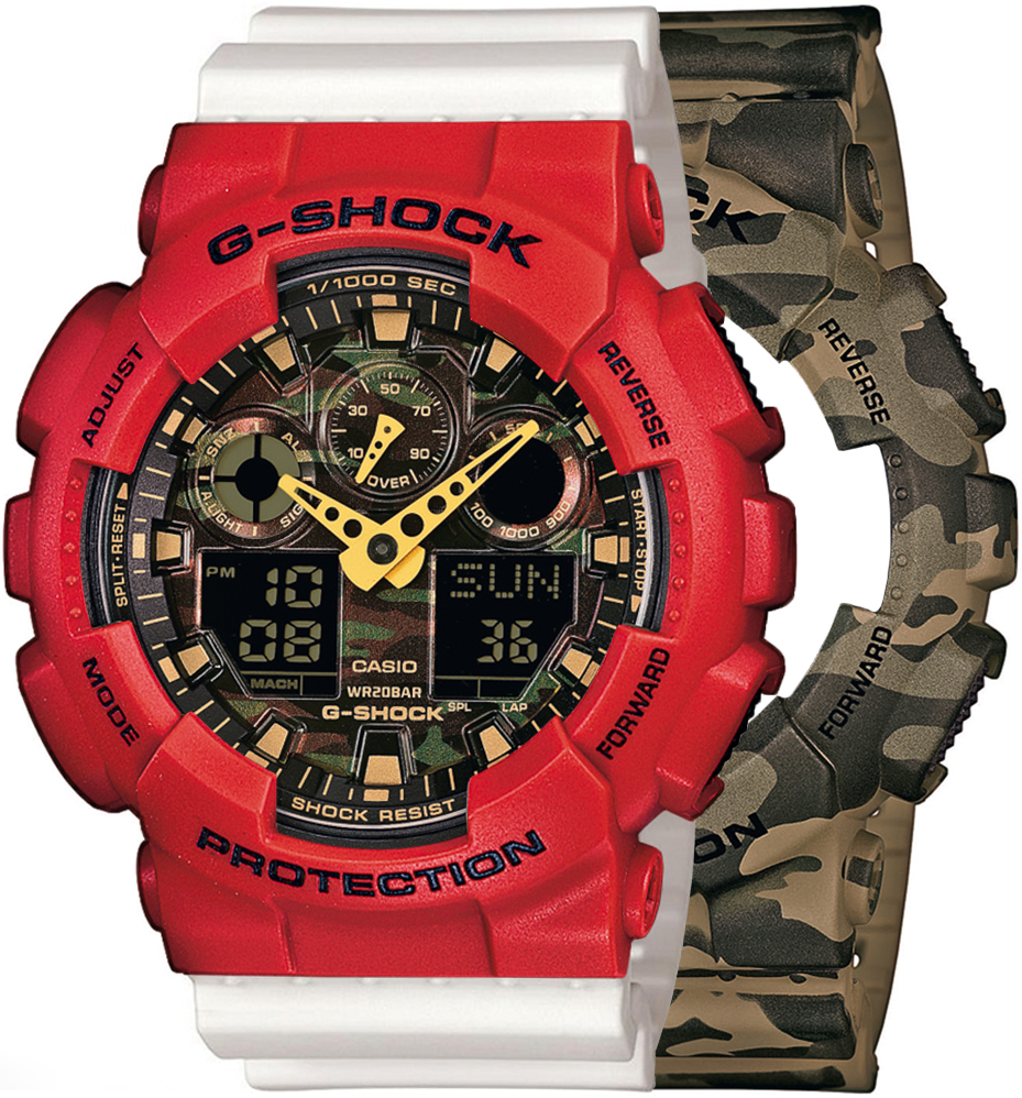 G-SHOCK SET GA-100CM-5AER + BEZEL 10395289 + PASEK 10395227