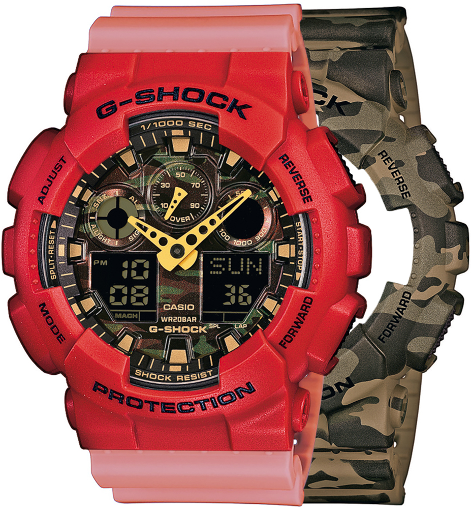 G-SHOCK SET GA-100CM-5AER + BEZEL 10395289 + PASEK 10498150