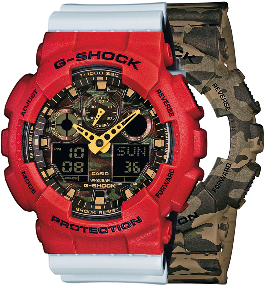 G-SHOCK SET GA-100CM-5AER + BEZEL 10395289 + PASEK 10527469