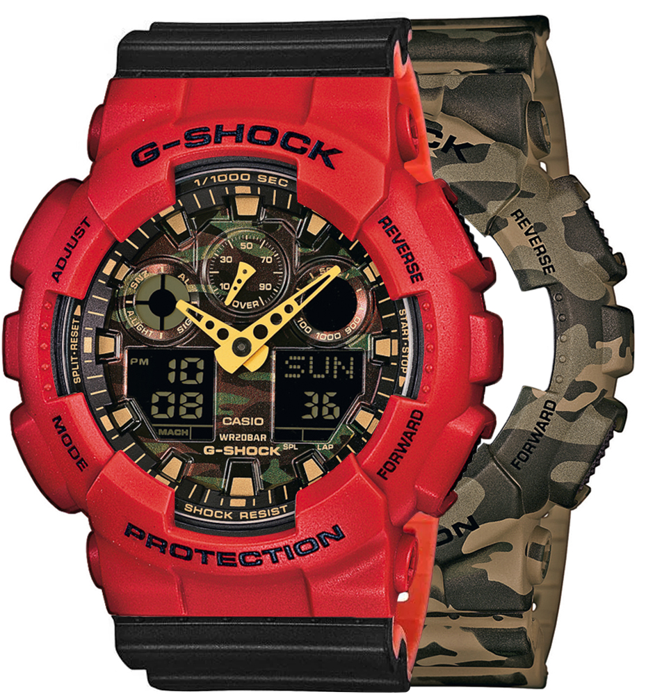 G-SHOCK SET GA-100CM-5AER + BEZEL 10395289 + PASEK 10577142