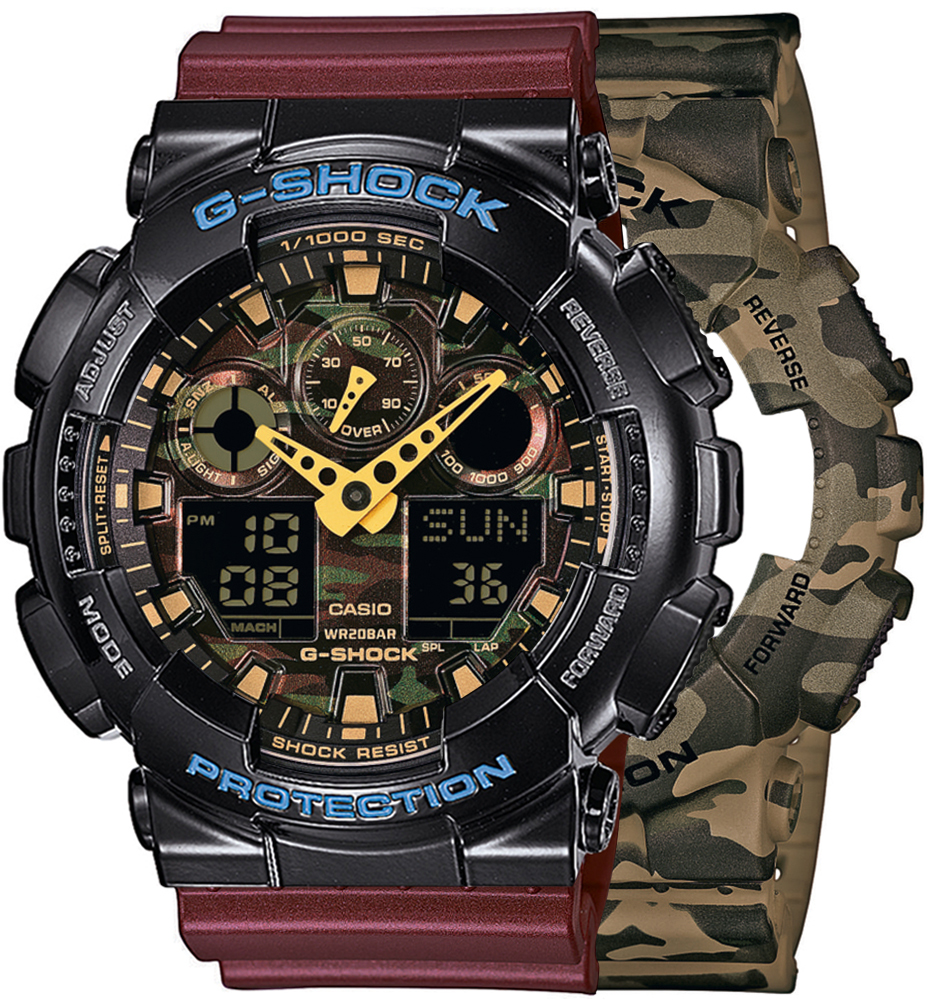 G-SHOCK SET GA-100CM-5AER + BEZEL 10407691 + PASEK 10477355